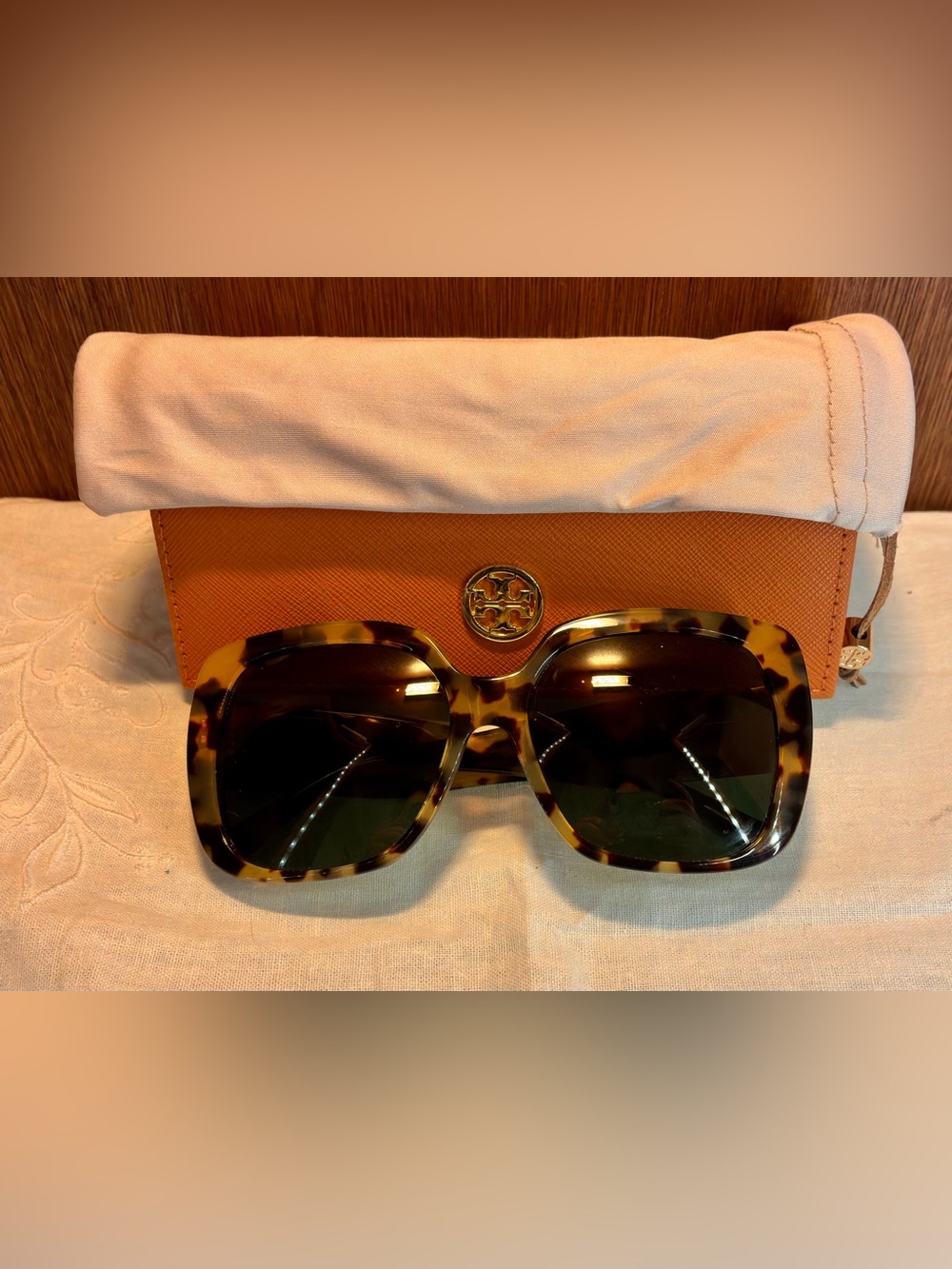Tory Burch Oversized Square Tortoise Sunglasses